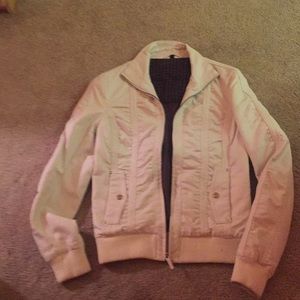 White leather bomber jacket